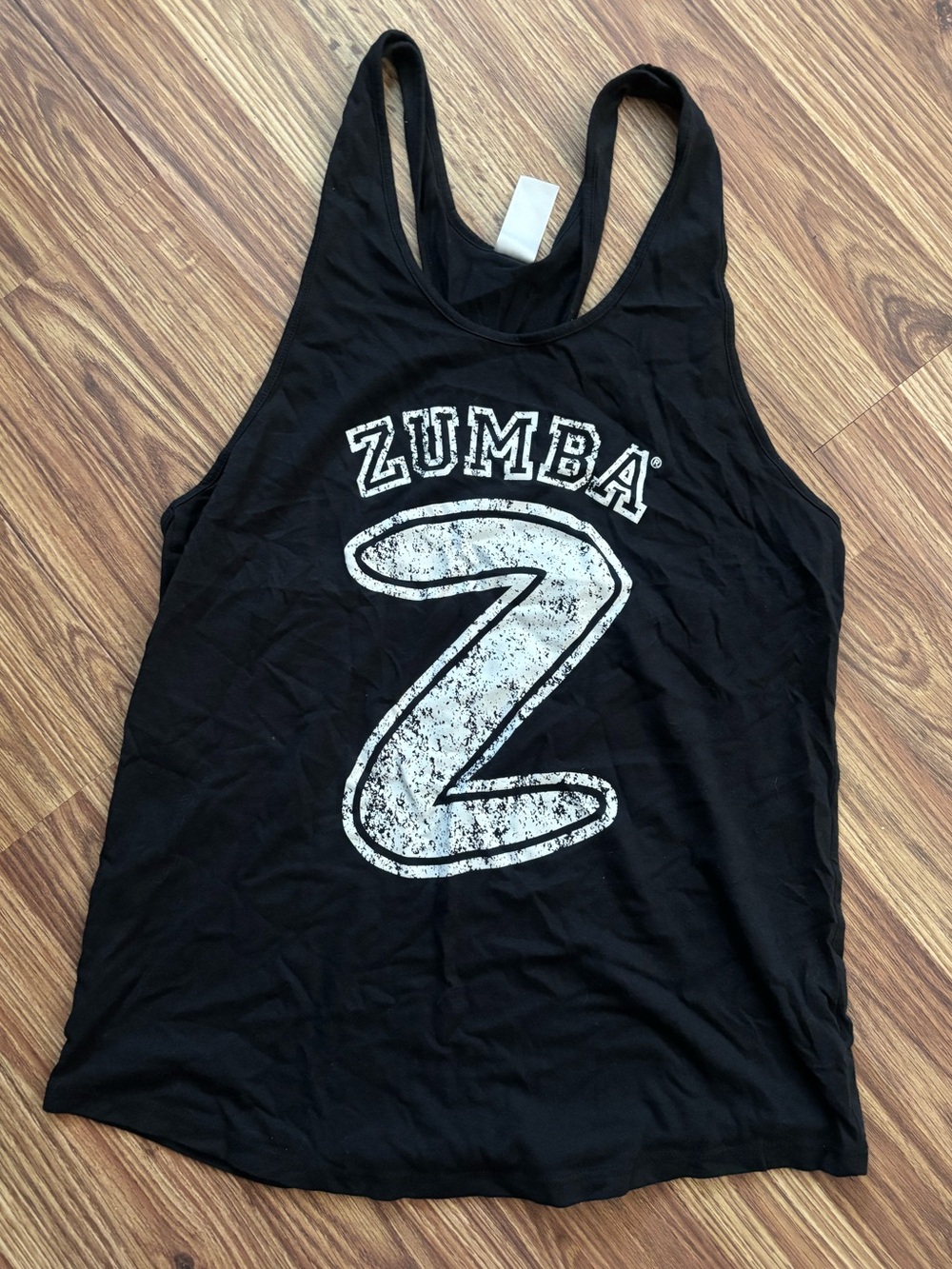 Zumba Fitness Black Racerback Tank with Distressed White Z Logo